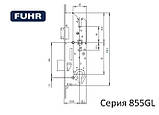 Замок-рейка дверний FUHR 855GL F16 / 35/92 ключ-ключ 4 роликові цапфи штульп колір сріблястий, фото 3
