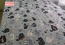 Наволочка бязь 80х80 см., принт: Котики на сірому