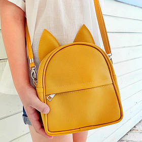 Рюкзак-сумка з вушками кота, жовтий оригінальний подарунок прикольний