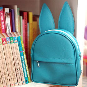 Рюкзак-сумка з вушками зайця, блакитний оригінальний подарунок прикольний