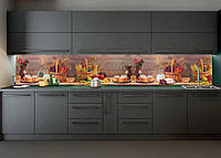 60х200 см Фартук на кухню самоклейка, пвх пленка для кухонного фартука, 3D фартук Осенний урожай