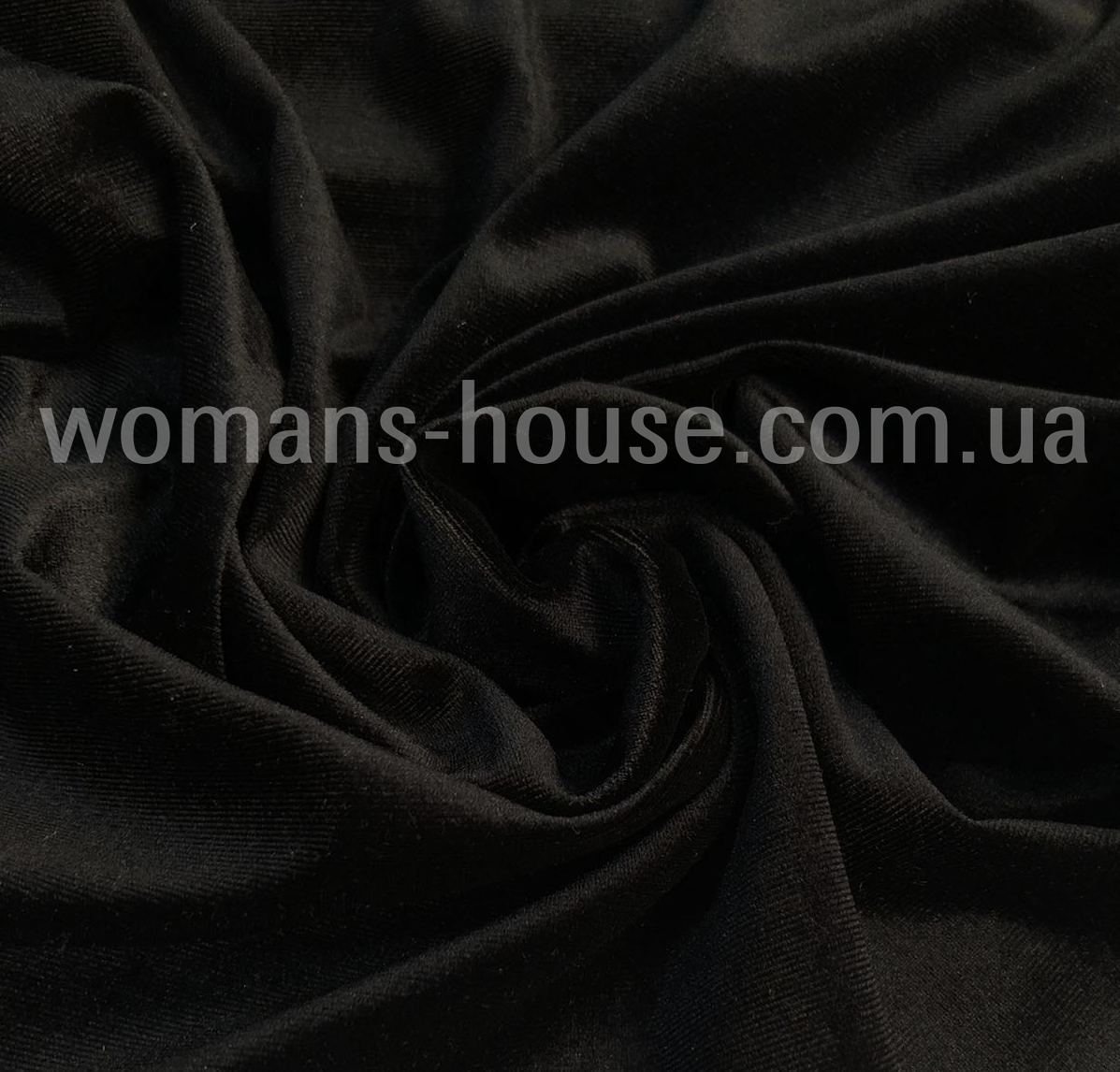 Тканина Оксамит стрейч Чорний, фото 1
