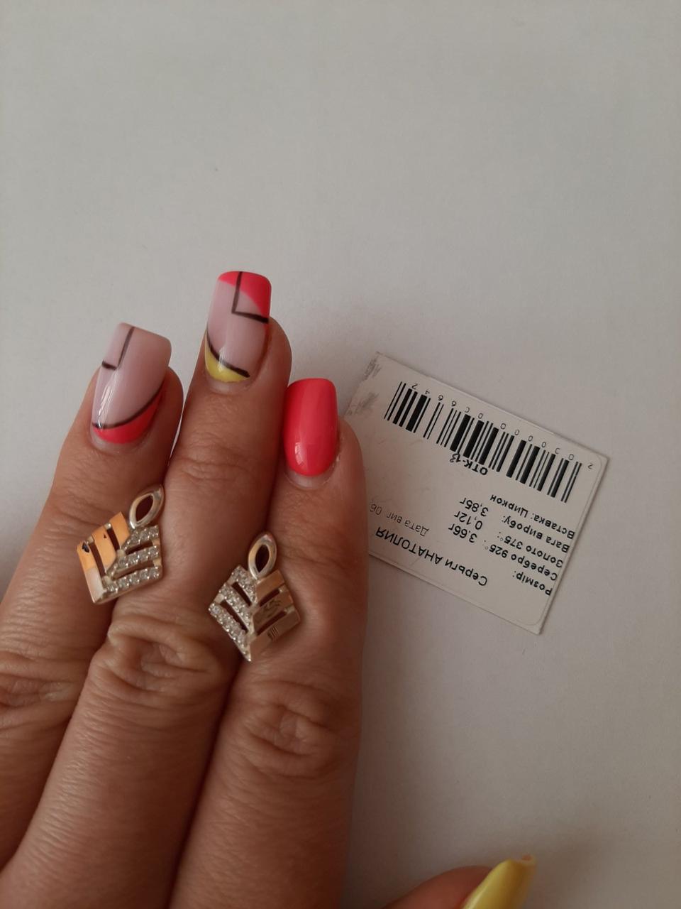 Сережки срібні з золотими пластинами 375 проби