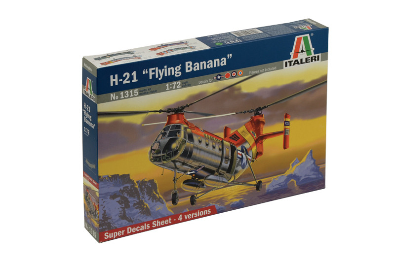 H-21 FLYING BANANA. Збірна модель транспортного вертольота в масштабі 1/72. ITALERI 1315