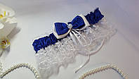 Подвязка для невесты Бант Синяя
