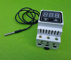 Терморегулятор цифровий DALAS 40А / -55°С ... +120°С / довжина L=2м (з ГЕРМЕТИЧНИМ термодатчиком) на DIN-рейку