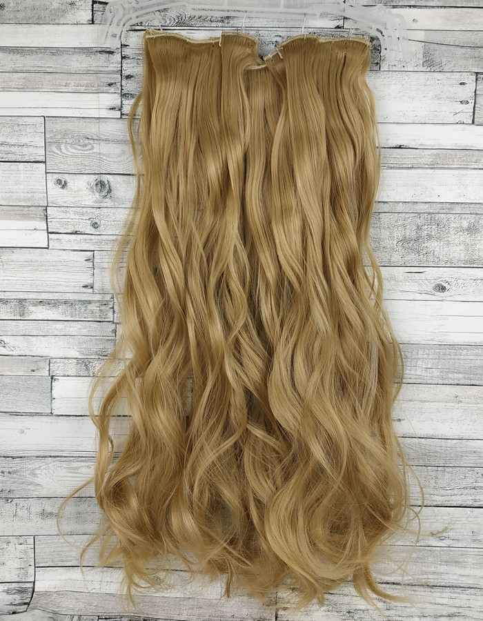 Волосся на заколках русяве №18 хвилясте термо на кліпсах шпильках тресси набір 6 пасом, фото 1