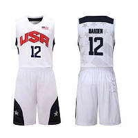 Біла баскетбольна форма Dream Team USA Harden No12 (майка + шорти) команда США Харден 12