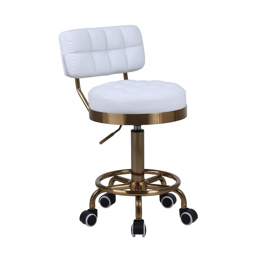 Перукарське крісло на пневматиці стілець майстра HR636K білий золота основа