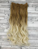 Волосы на заколках русые омбре блонд №27Т613 Трессы волнистые термостойкие набор 6 прядей на клипсах