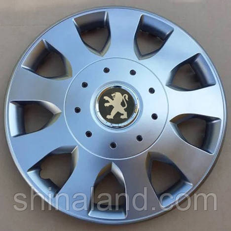 Ковпаки Peugeot R16 срібло — (SJS ke1593) — комплект (4 шт.)