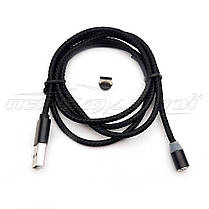 Магнітний кабель Type-C to USB 2.0 (чорний) ганчірний, 1 м, фото 3