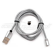 Магнітний кабель Type-C to USB 2.0 (срібло) ганчірний, 1 м, фото 3