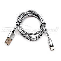 Магнітний кабель Type-C to USB 2.0 (срібло) ганчірний, 1 м, фото 5