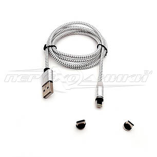 Кабель магнітний 3 в 1 USB to Type-C, micro USB, Lightning, ганчірка, 1 м, фото 3