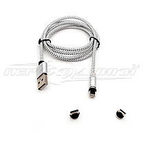 Кабель магнітний 3 в 1 USB to Type-C, micro USB, Lightning, ганчірка, 1 м, фото 4