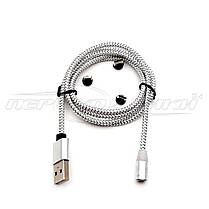 Кабель магнітний 3 в 1 USB to Type-C, micro USB, Lightning, ганчірка, 1 м, фото 5