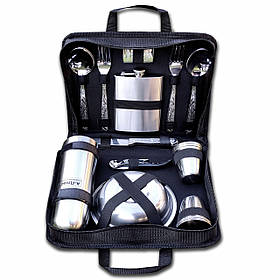 Подарунковий набір для пікніка (термос + фляга) на 4 персони з неіржавкої сталі