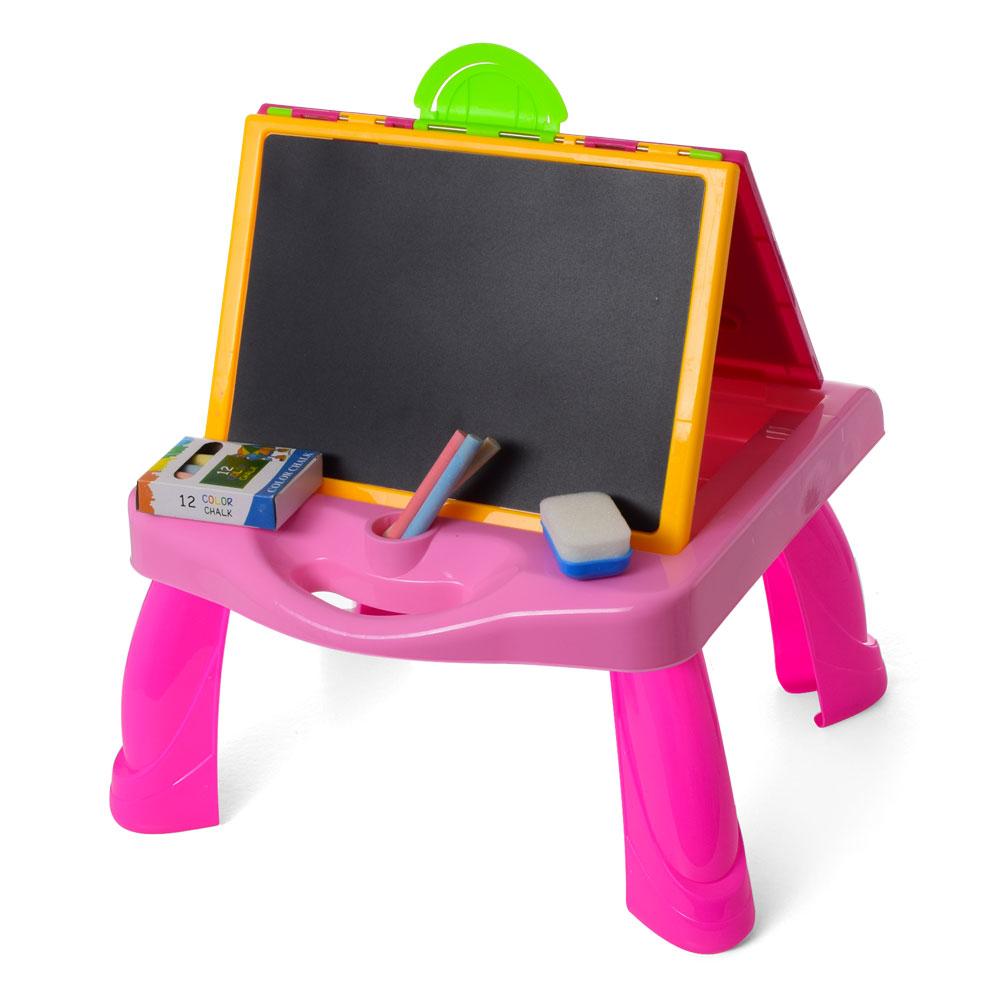 Детский мольберт PN-03 3 в 1 столик проектор для рисования слайды маркеры губка мел ** - фото 2 - id-p1231077742