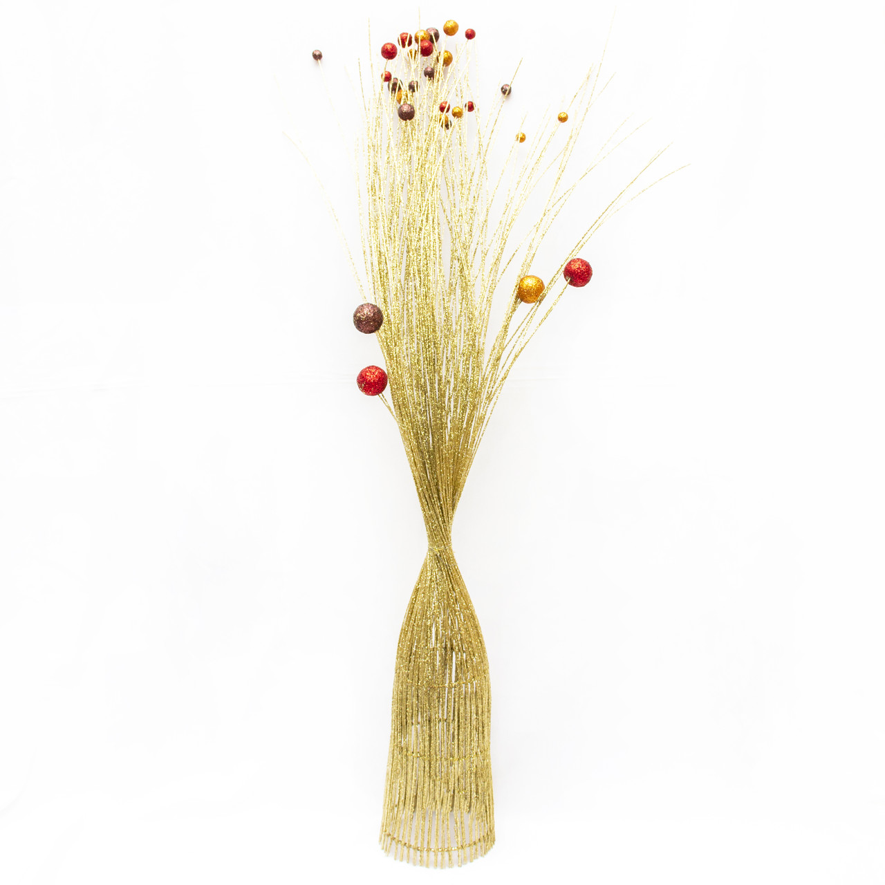 Декорація - дерево-ваза з різнокольоровими кулями, 95 см, золотиста, пластик (770076-2)