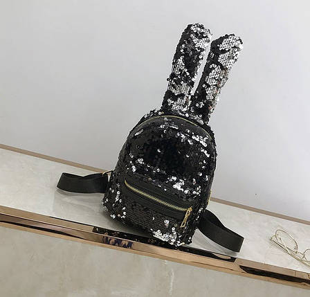 Рюкзак Хамелеон із паєтками та вушками Кролика, фото 1