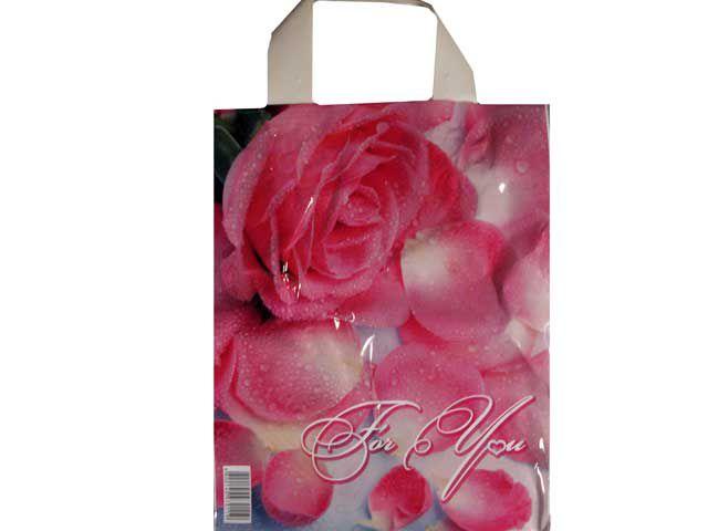 Пакет ламінований з петлевою ручкою "Лепистки троянд"23см 29см 50мк (50 шт)