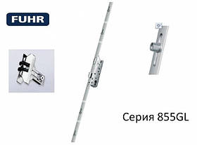 Замок-рейка дверний FUHR 855GL F16 / 35/92 ключ-ключ 2 гак ригель 2 ролика колір сірий
