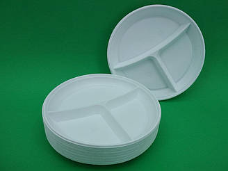 Тарілка одноразова пластикова з 3 поділками діаметр 205мм (100 шт)