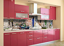 Кухонний фартух Сірий Прованс (вінілова наклейка скіналі ПВХ) кам'яні вулиці місто Архітектура 60х200 см