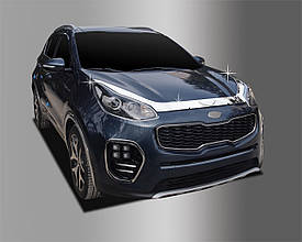 Дефлектор капоту (мухобійка) хромована KIA Sportage 2015-2020 (Autoclover D973)