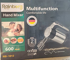 Міксер ручний Rainberg RB-1012 (5 швидкостей, 2 насадки) 600W неіржевейка