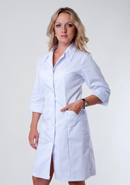 Медичний халат жіночий "Health Life" котон білий 3108