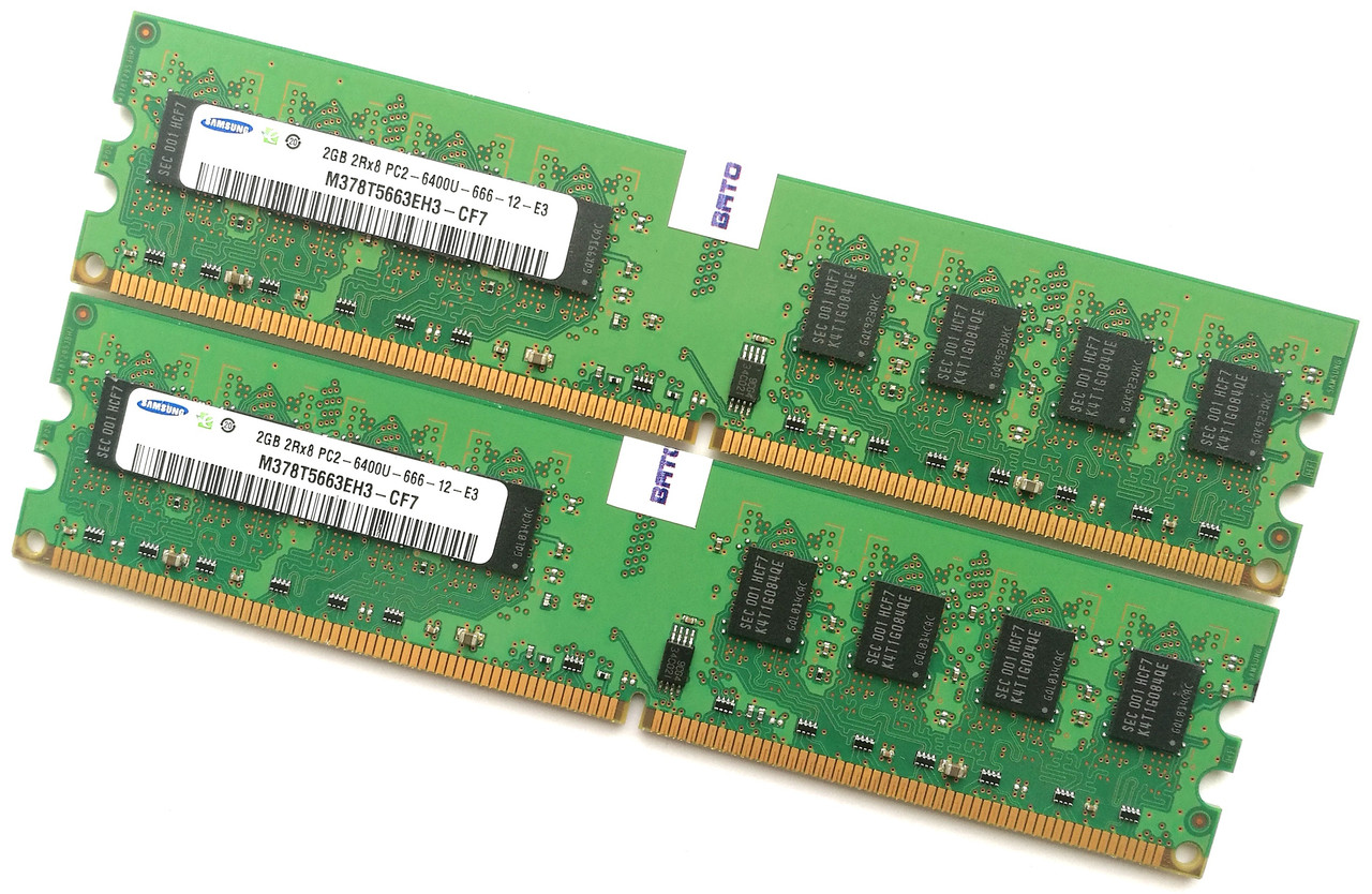 Пара оперативної пам'яті Samsung DDR2 4Gb (2Gb+2Gb) 800MHz PC2 6400U CL6 (M378T5663EH3-CF7) Б/В