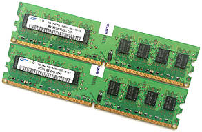 Пара оперативної пам'яті Samsung DDR2 4Gb (2Gb+2Gb) 800MHz PC2 6400U CL6 (M378T5663EH3-CF7) Б/В