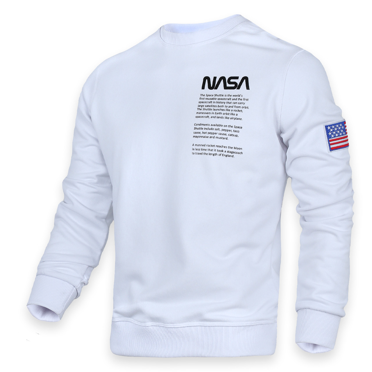 Світшот осінь-зима чоловічий білий NASA №4 WHT XXL(Р) 20-524-003