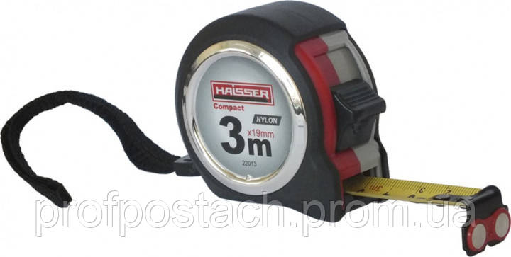 Рулетка 3мх19мм,Compact нейлон, 2 стопа, магніт// HAISSER