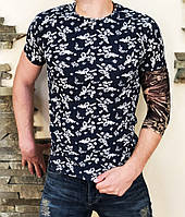 Футболка Flower темно-синя