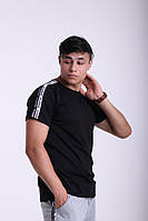 Футболка чорна з подвійними лампасами Adidas duo