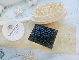 Набір Щітка для сухого масажу, мочалка з люфи, збита олія ши та милоскраб "Кава-апельсин"