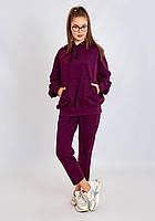 Модный спортивный костюм оверсайз /Худи+ штаны/ демисезонный 05750 фиолетовый