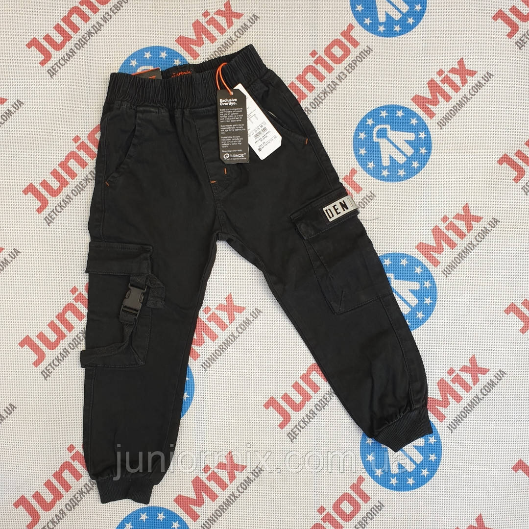 Дитячі котонові чорні штани джогери для хлопчиків оптом GRACE 98--128 см