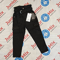 Черные джинсовые брюки МОМ для девочек оптом GRACE 116--146см