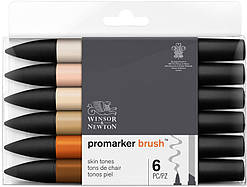 Набір двосторонніх маркерів Winsor Newton Brushmarker Тілесні 6 кольорів