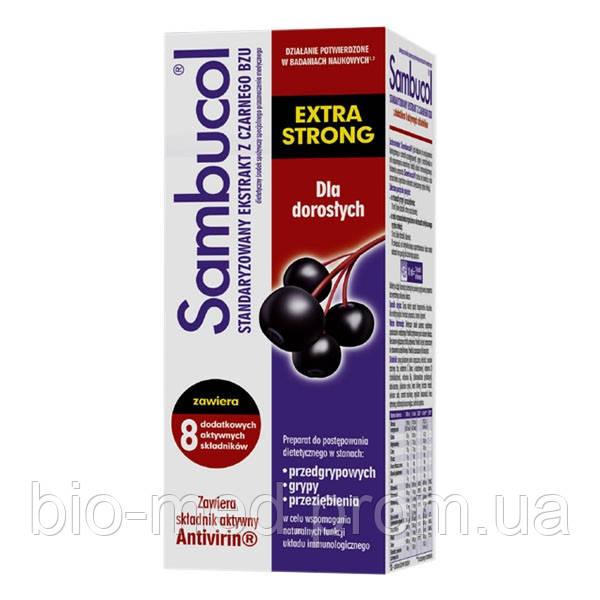 SAMBUCOL Extra Strong Antivirin — сироп для профілактики грипу, застуди, вірусів, 120 мл, фото 1