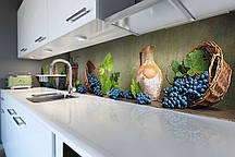 Кухонний фартух Синій Виноград (вінілова плівка наклейка скіналі ПВХ) лоза ягоди Зелений 60х200 см