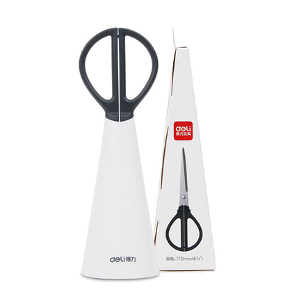 Ножиці Deli 0601 мікс 17см з пластиковою підставкою ностольные, карт/кор, фото 1