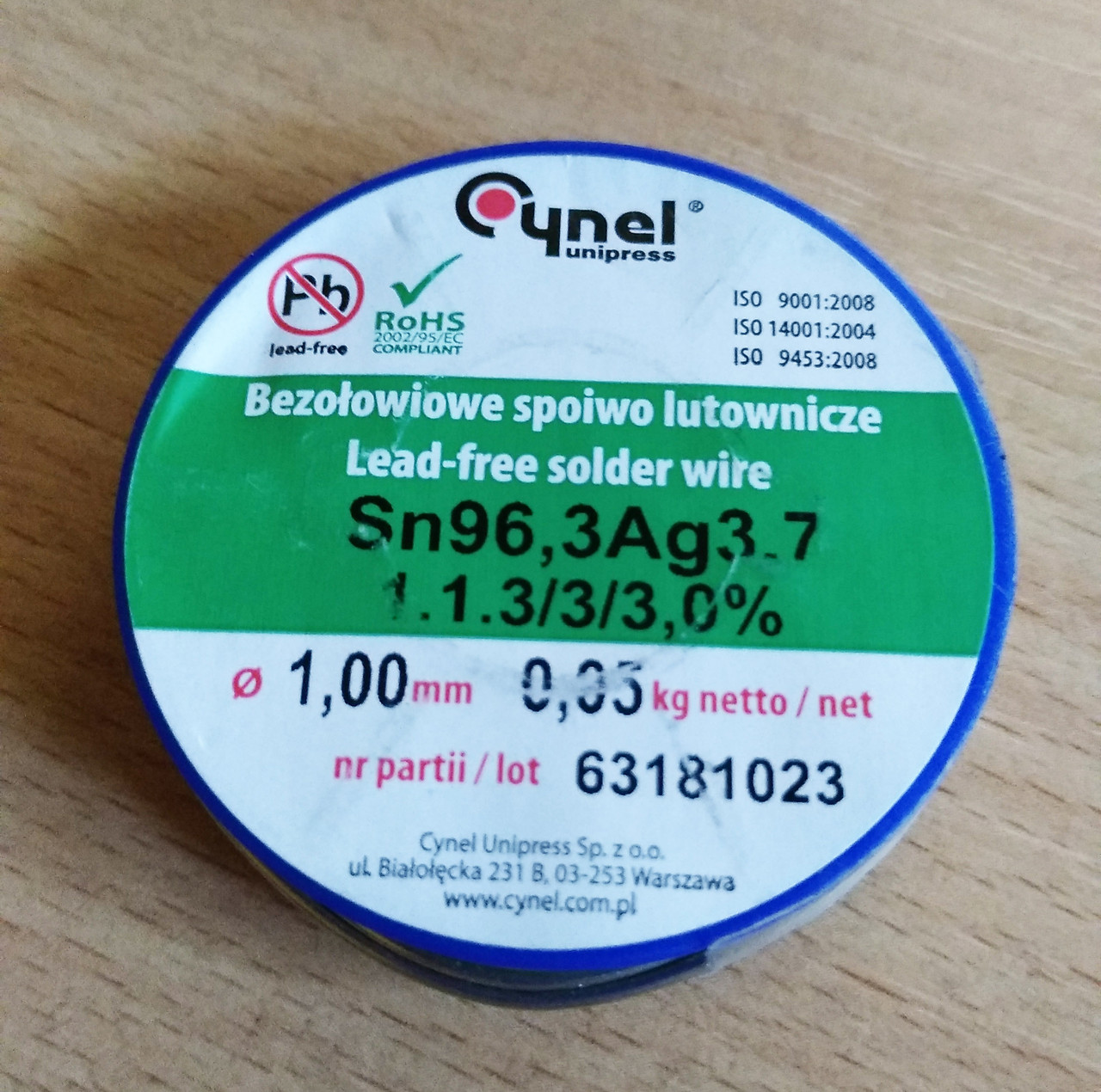 Припой для пайки с серебром Cynel Sn96,3/ Ag3.7 0.050гр (1мм ...