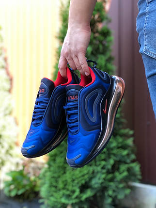 Кросівки чоловічі легкі на повітряній підошві колір синій з червоним демісезонні, фото 2