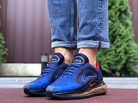 Кросівки чоловічі легкі на повітряній підошві колір синій з червоним демісезонні, фото 3