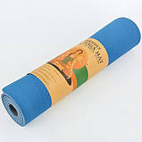 Килимок для фітнесу, йоги TPE Yoga Mat (рр. 183см*61см*6мм), фото 5